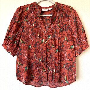 Anthropologie Maeve Liliana Pleated Puff Sleeve Blouse Top